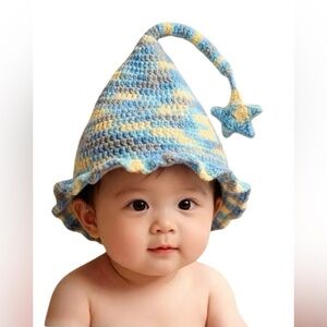 Handmade Crochet Baby Star Hat – Soft Knit Pixie Bonnet with Star Tassel